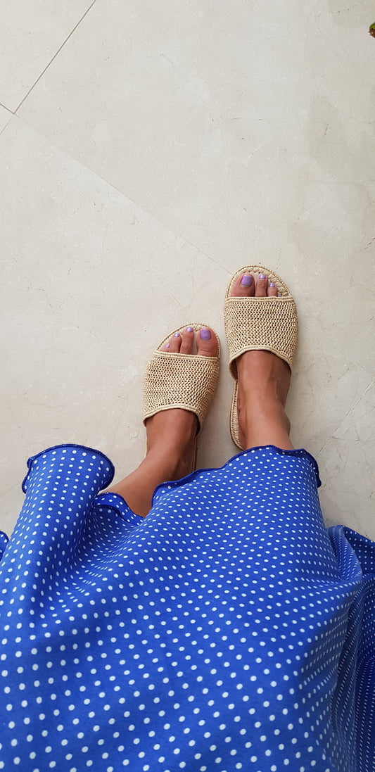 Raffia Shoes Handmade Sandals Summer Mules Moroccan Shoes Raphia Flats Babouch