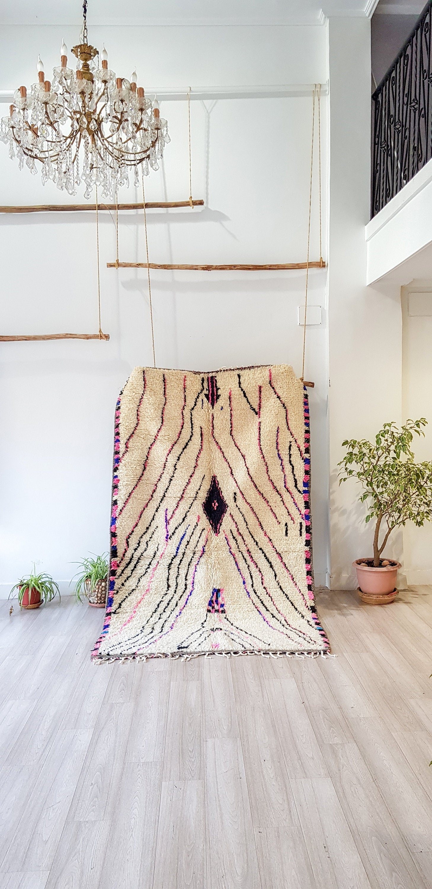 Authentic Beni Ourain Rug, Handmade Carpet, Wool Rug, Wool Rug, Moroccan Rug, Azilal Rug 8.1Ft / 4.8Ft