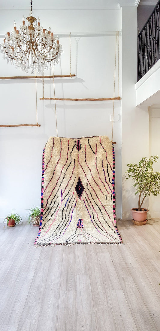 Authentic Beni Ourain Rug, Handmade Carpet, Wool Rug, Wool Rug, Moroccan Rug, Azilal Rug 8.1Ft / 4.8Ft