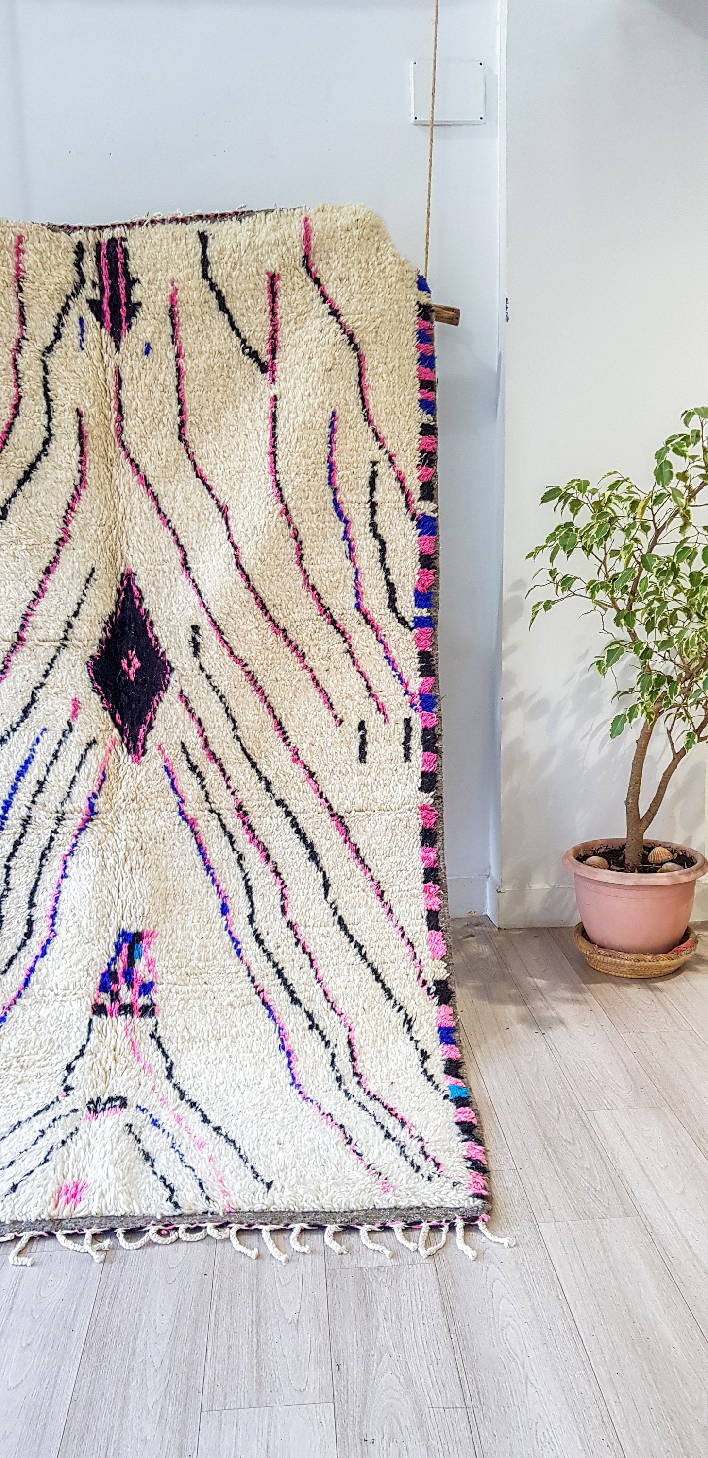 Authentic Beni Ourain Rug, Handmade Carpet, Wool Rug, Wool Rug, Moroccan Rug, Azilal Rug 8.1Ft / 4.8Ft