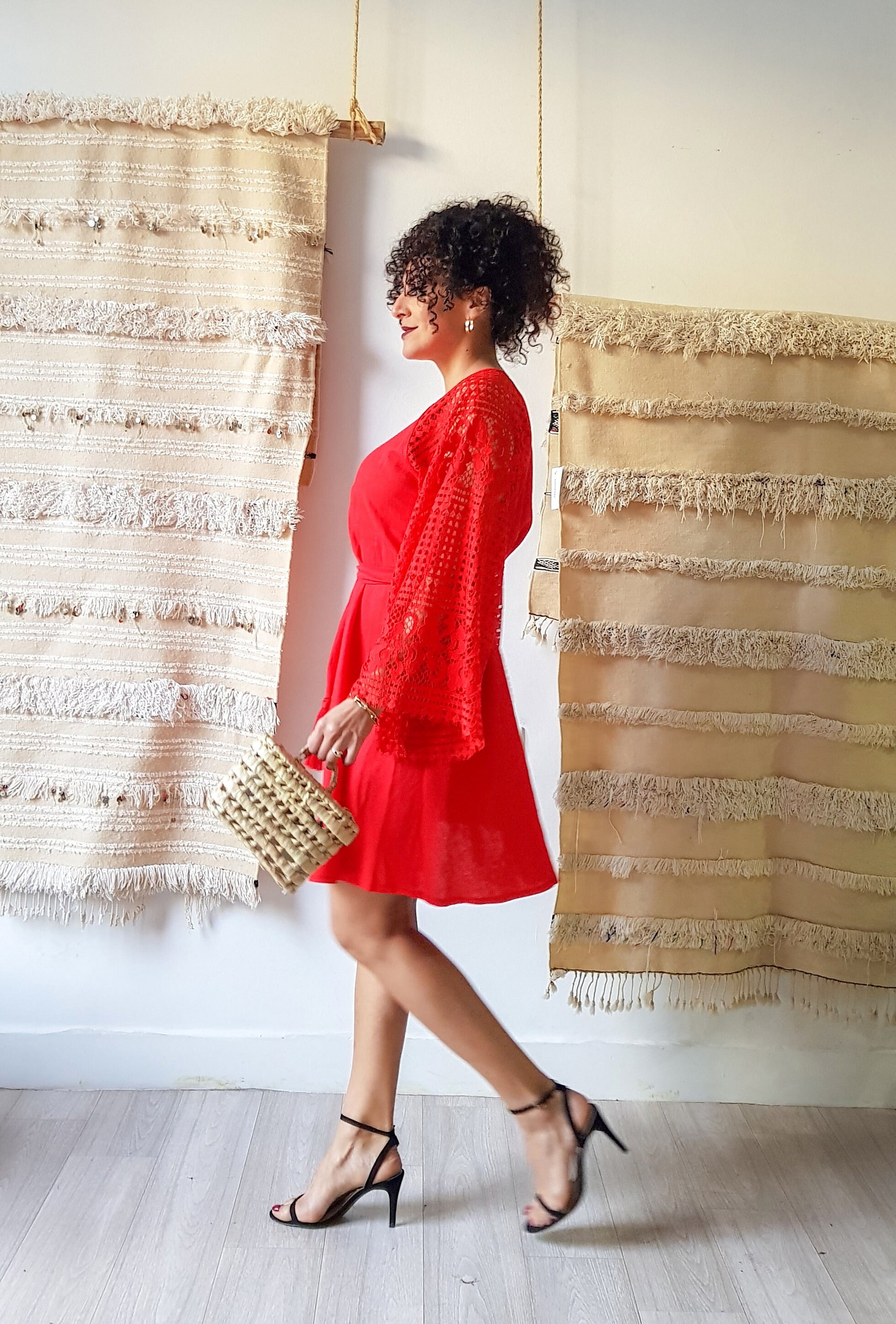 Linen Dress, Women Red Dress, Mini Dress, Vyshyvanka Dress, Lace Dress