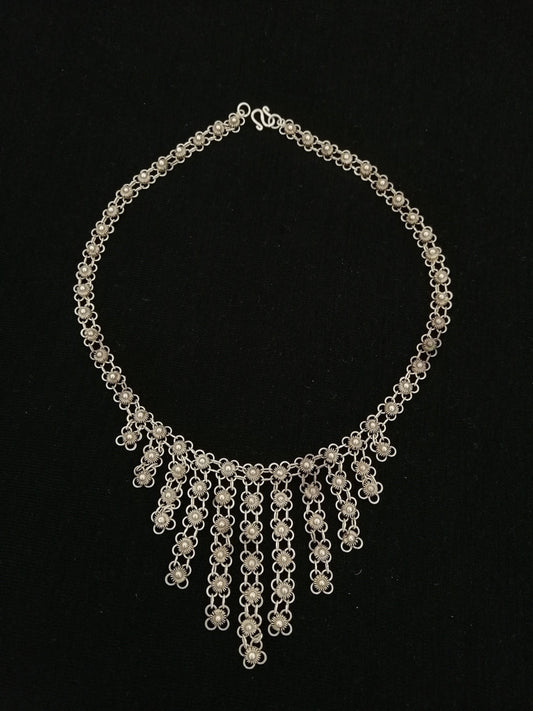Delicate Berber Vintage Silver Waterfall Necklace