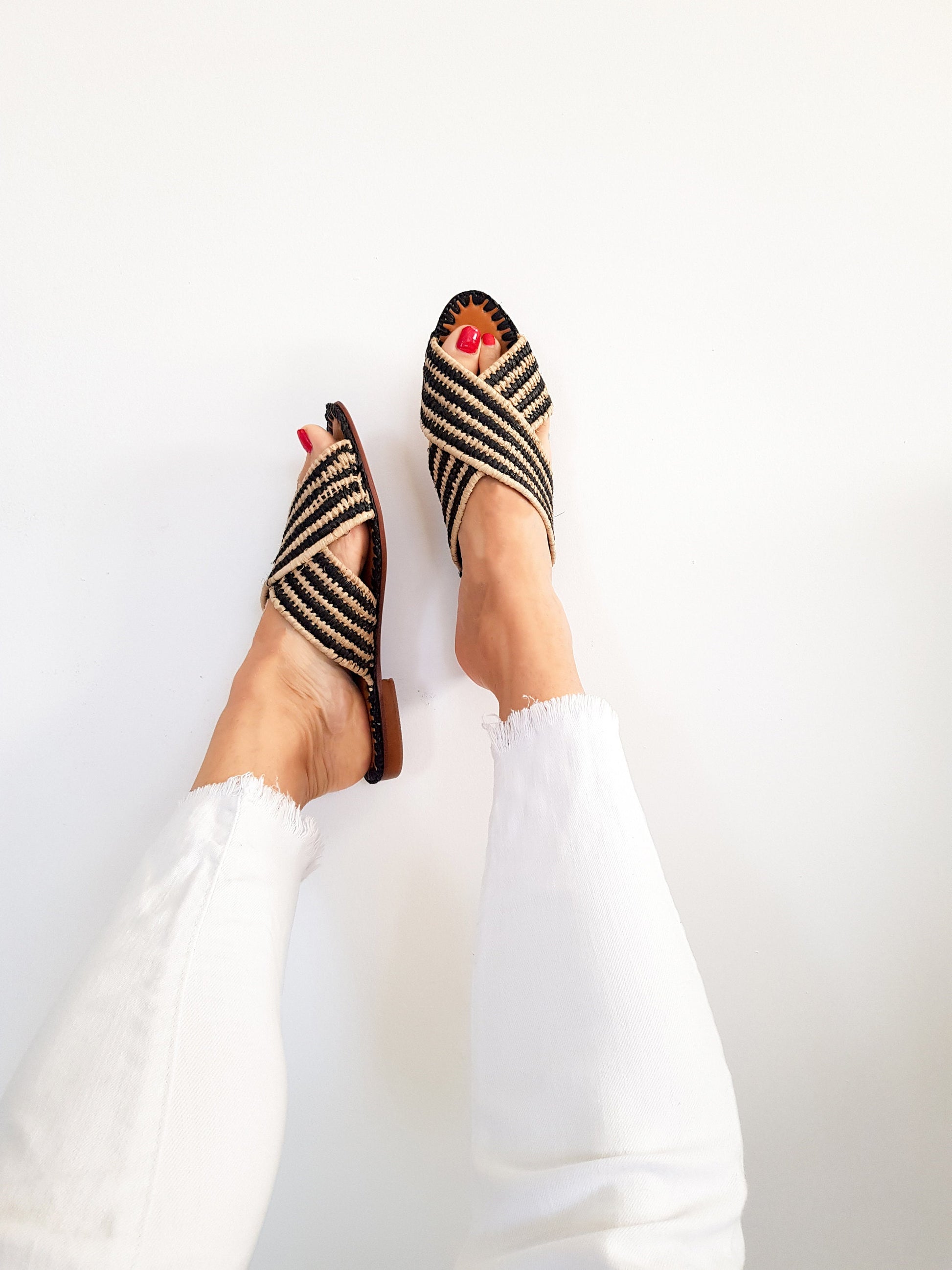 Raffia Sandal, Handmade Raffia, Moroccan Handmade Shoes, Raphia Shoes, Raffia Flats,