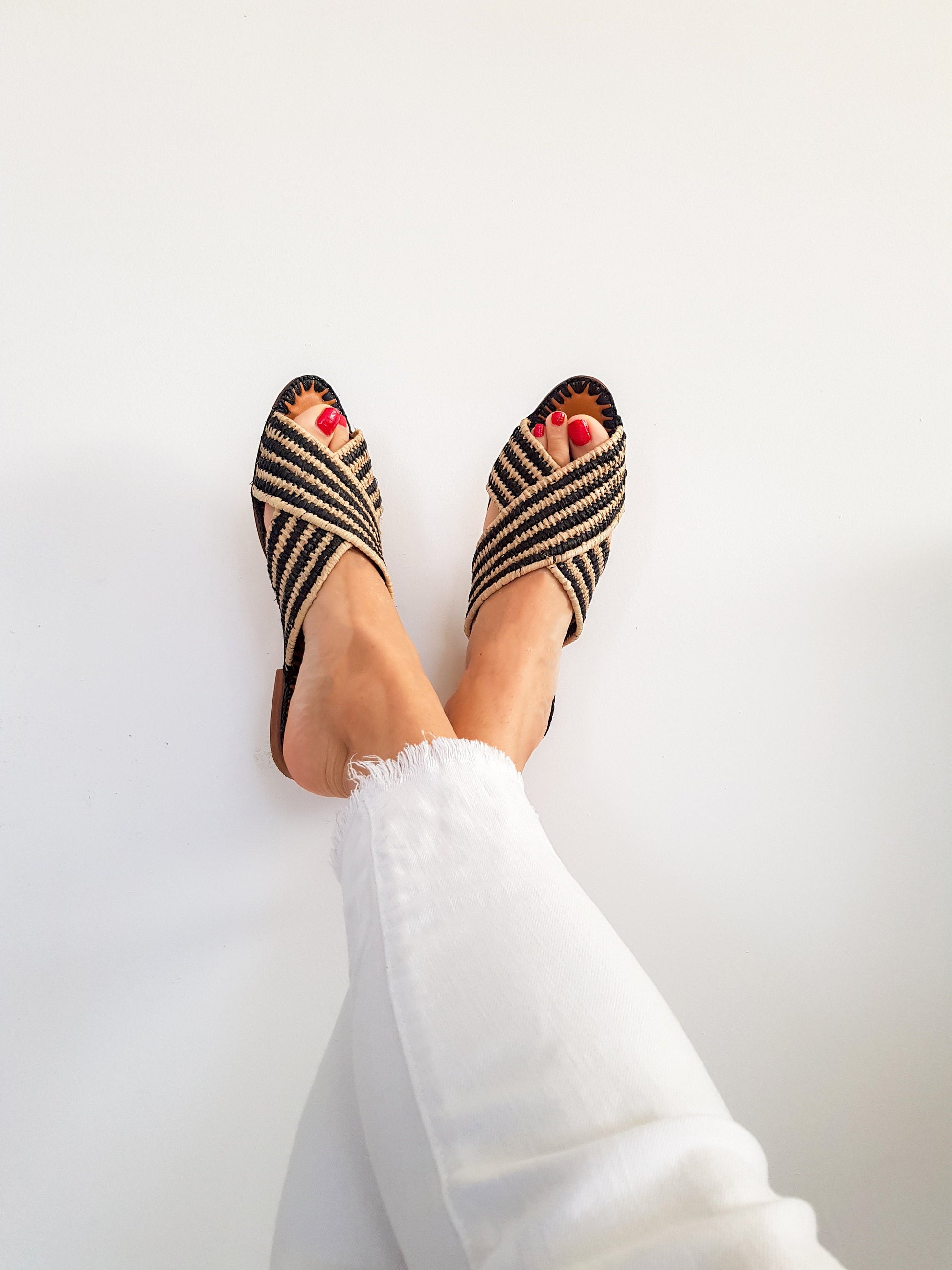 Raffia Sandal, Handmade Raffia, Moroccan Handmade Shoes, Raphia Shoes, Raffia Flats,