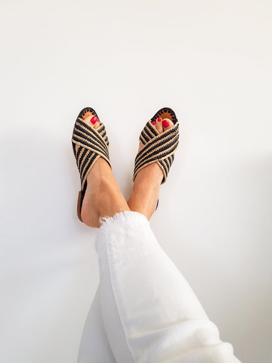 Raffia Sandal, Handmade Raffia, Moroccan Handmade Shoes, Raphia Shoes, Raffia Flats,
