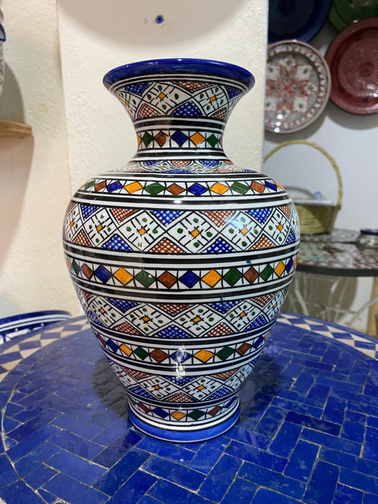 Moroccan Ceramic Vase from Fes, Handmade and Hand Painted. Moroccan Ceramic Vase, Handmade and Hand Painted