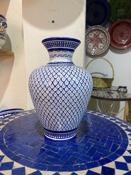 Moroccan Ceramic Vase from Fes, Handmade and Hand Painted. Moroccan Ceramic Vase, Handmade and Hand Painted