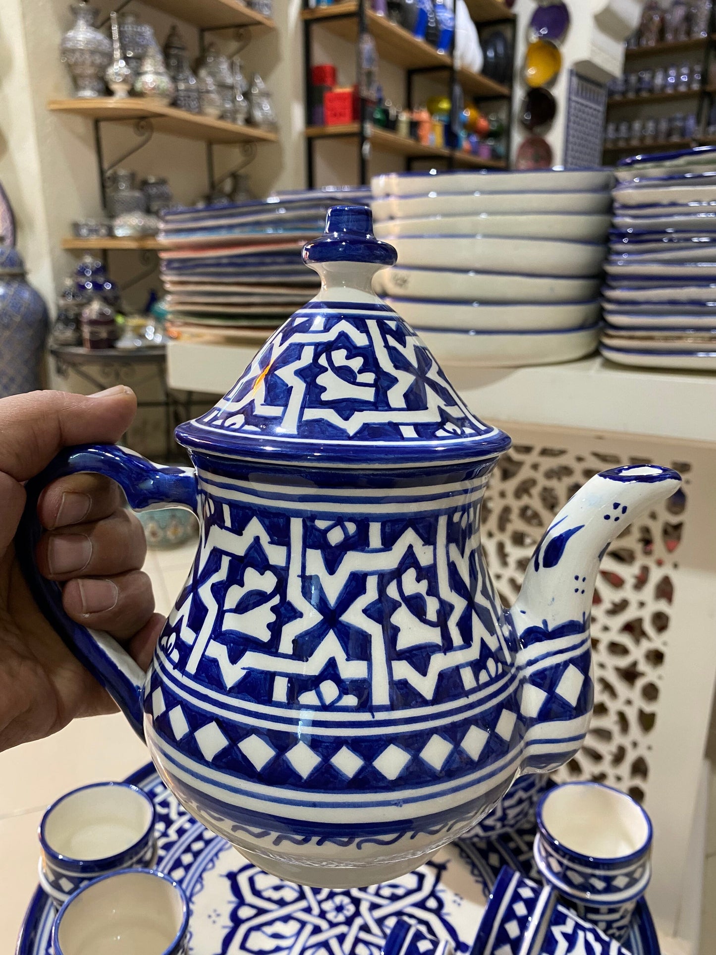 Moroccan Ceramic Tea Service, Handmade and Hand Painted. Moroccan Ceramic Tea Set Handmade and Hand Painted. Tea Sets. Ceramics
