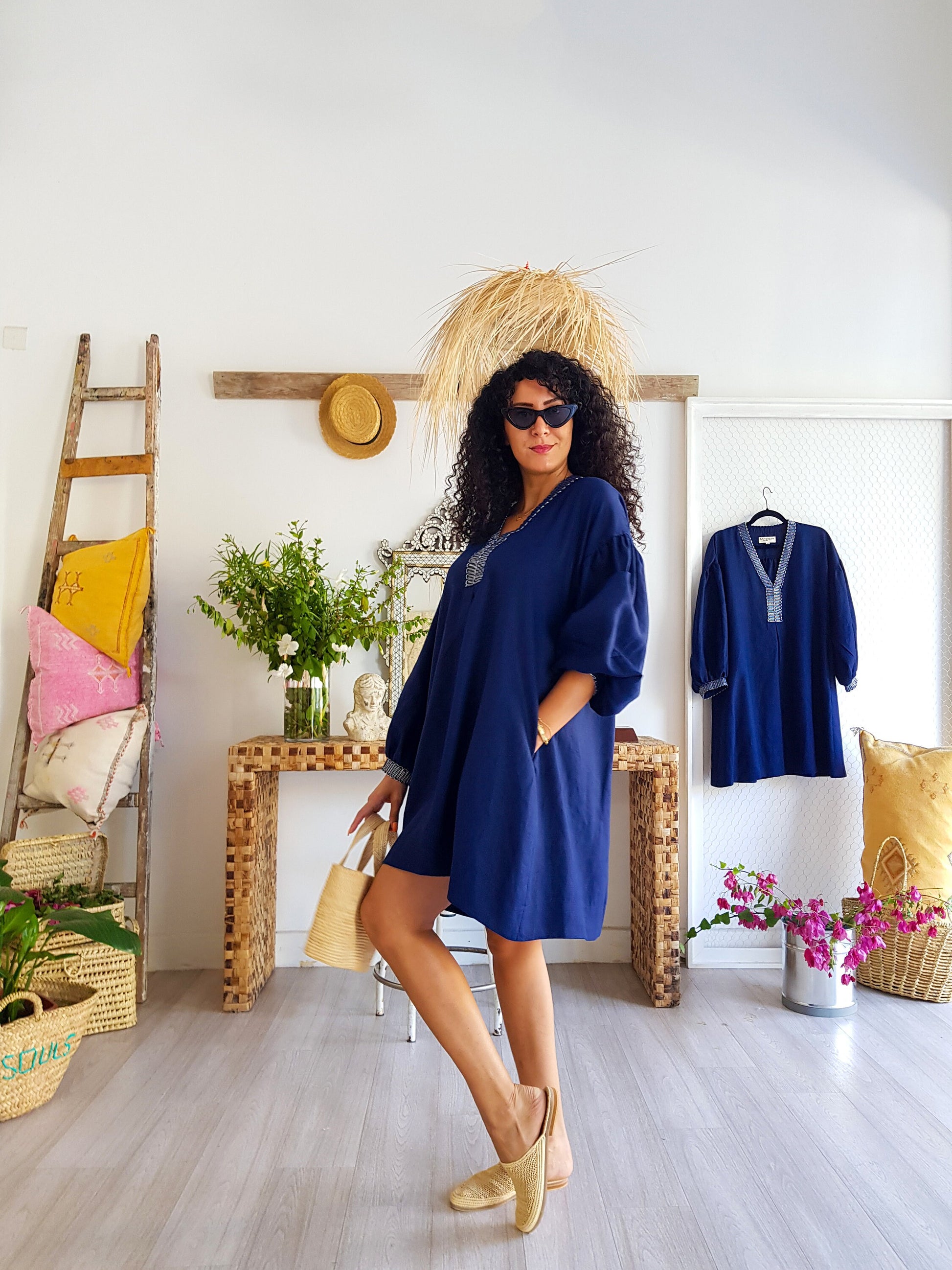 Linen Dress, Women Red Dress, Mini Dress, Vyshyvanka Dress, Moroccan Dress, Handmade Dress, Oversized Women Dress