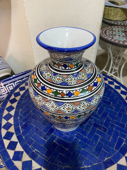 Moroccan Ceramic Vase from Fes, Handmade and Hand Painted. Moroccan Ceramic Vase, Handmade and Hand Painted