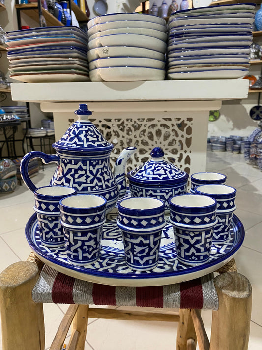 Moroccan Ceramic Tea Service, Handmade and Hand Painted. Moroccan Ceramic Tea Set Handmade and Hand Painted. Tea Sets. Ceramics