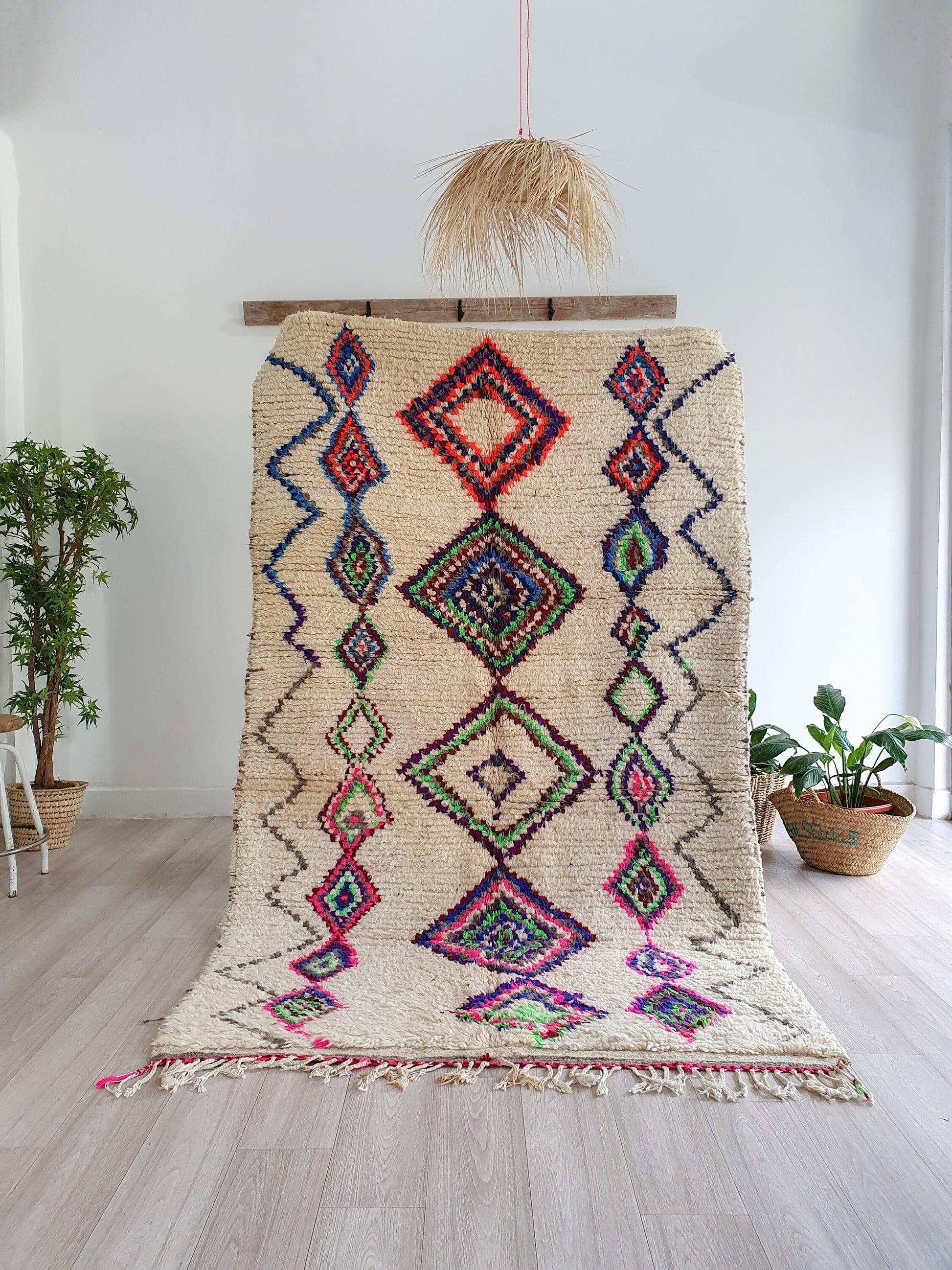 Handmade Wool Rug Colorful Rug Soft Handwoven Rug Beni Ourain Rug Classic Moroccan Carpet