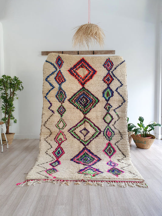 Handmade Wool Rug Colorful Rug Soft Handwoven Rug Beni Ourain Rug Classic Moroccan Carpet