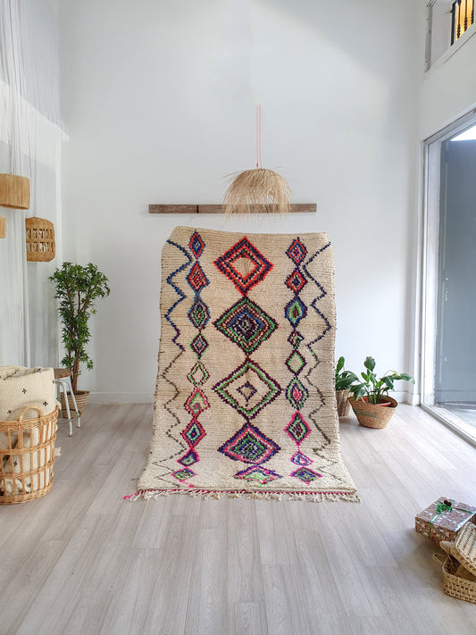 Handmade Wool Rug Colorful Rug Soft Handwoven Rug Beni Ourain Rug Classic Moroccan Carpet