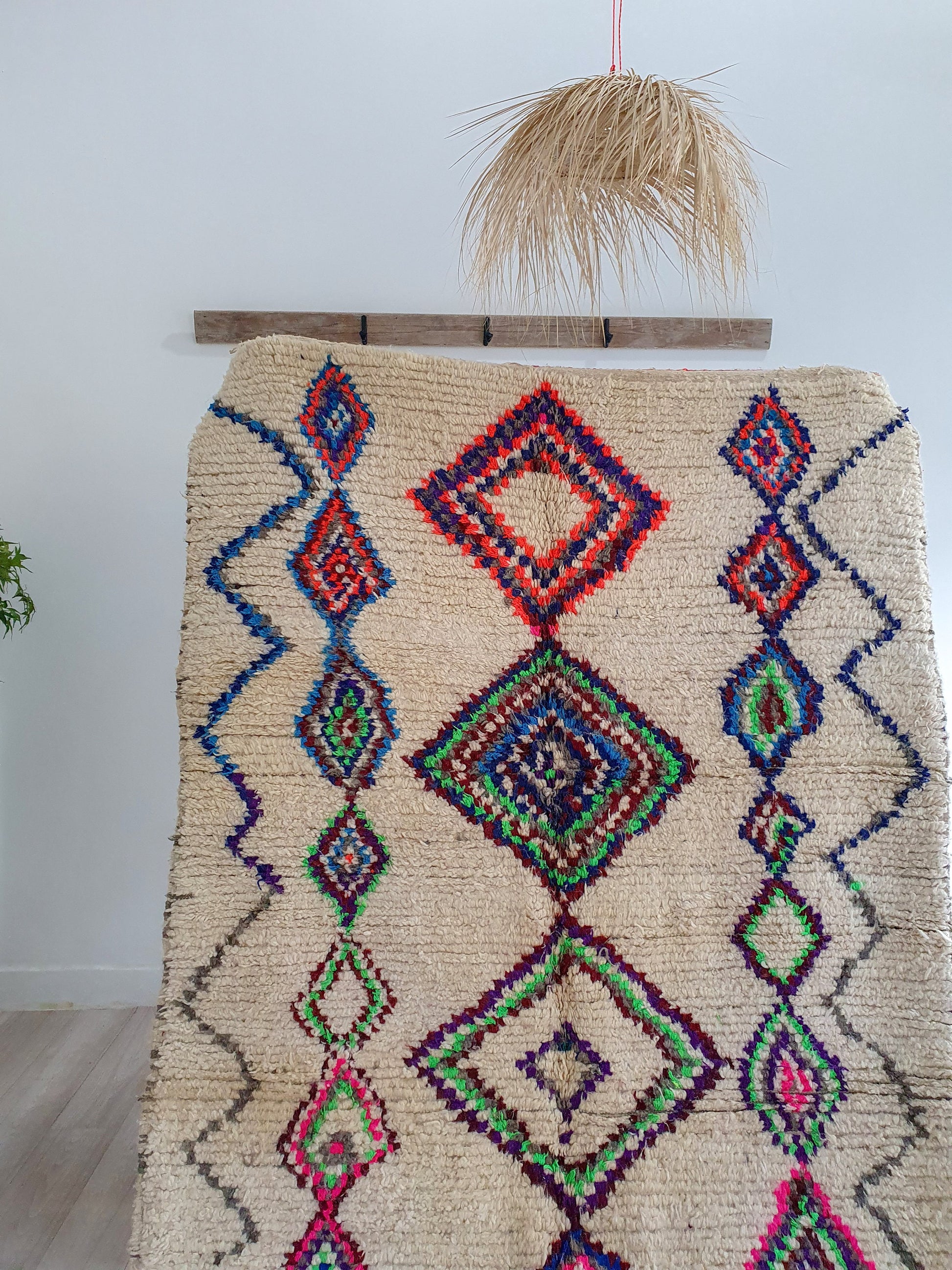Handmade Wool Rug Colorful Rug Soft Handwoven Rug Beni Ourain Rug Classic Moroccan Carpet