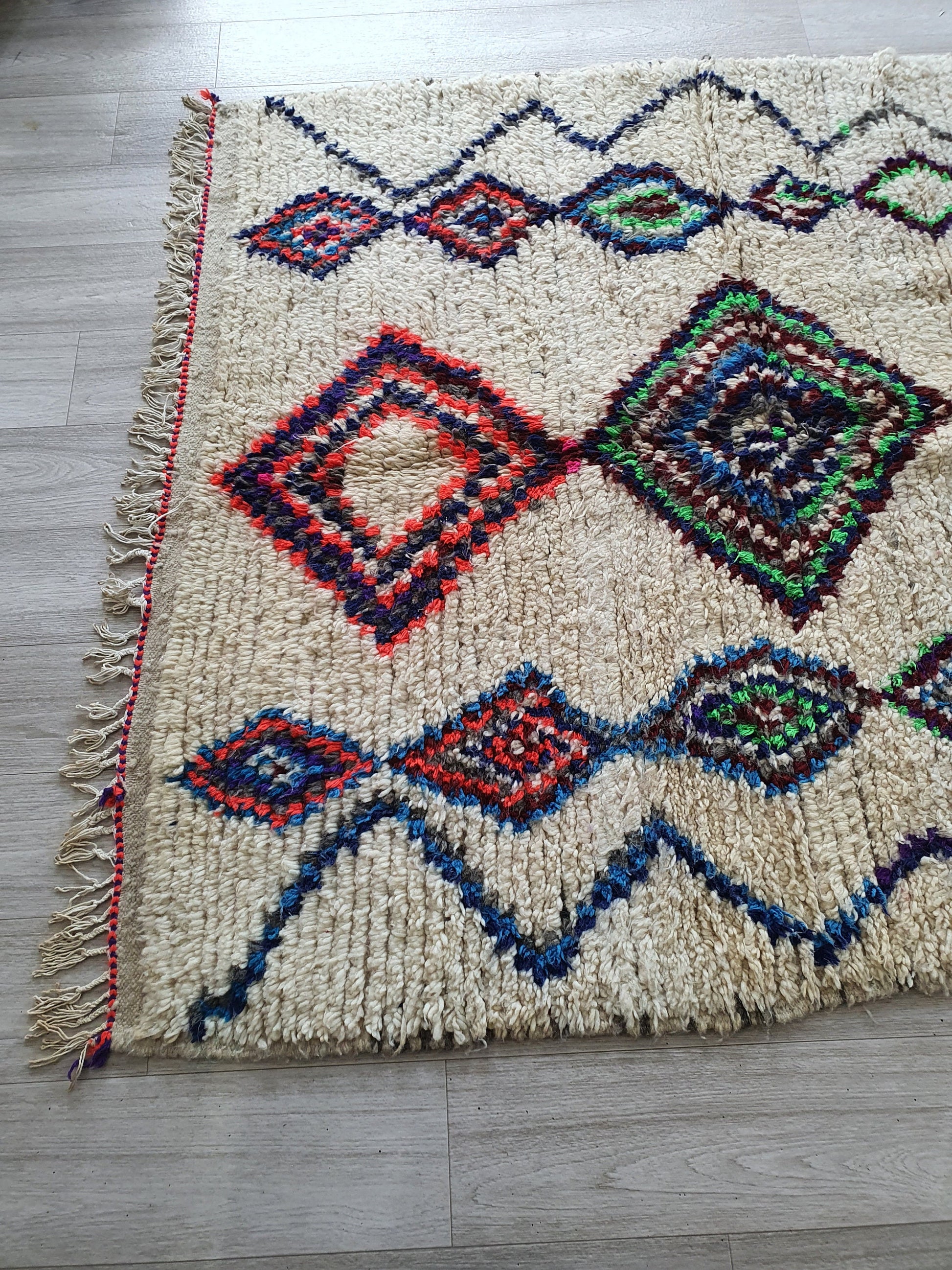 Handmade Wool Rug Colorful Rug Soft Handwoven Rug Beni Ourain Rug Classic Moroccan Carpet
