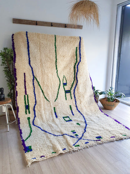 Colorful Handwoven Rug Moroccan Wool Rug Soft Thick Wool Rug Azilal Boujad Rug