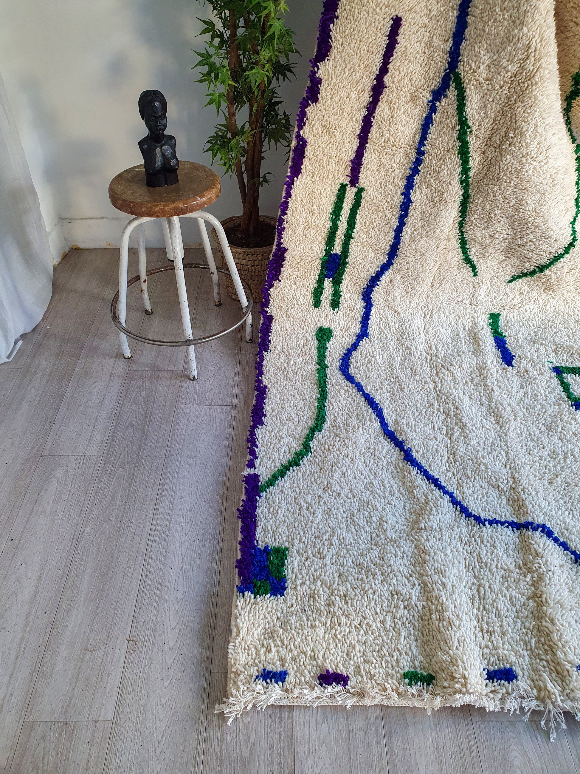 Colorful Handwoven Rug Moroccan Wool Rug Soft Thick Wool Rug Azilal Boujad Rug