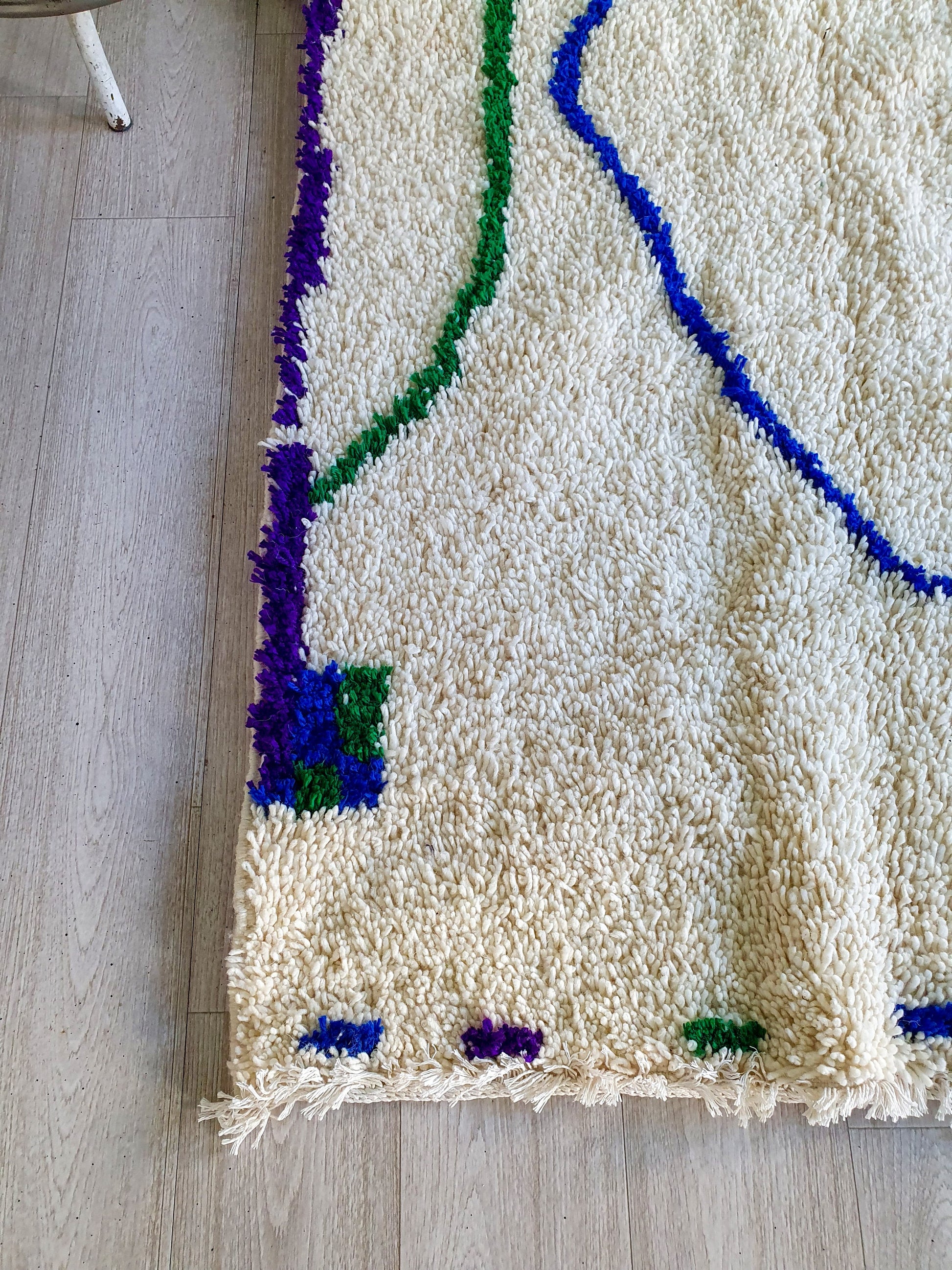Colorful Handwoven Rug Moroccan Wool Rug Soft Thick Wool Rug Azilal Boujad Rug