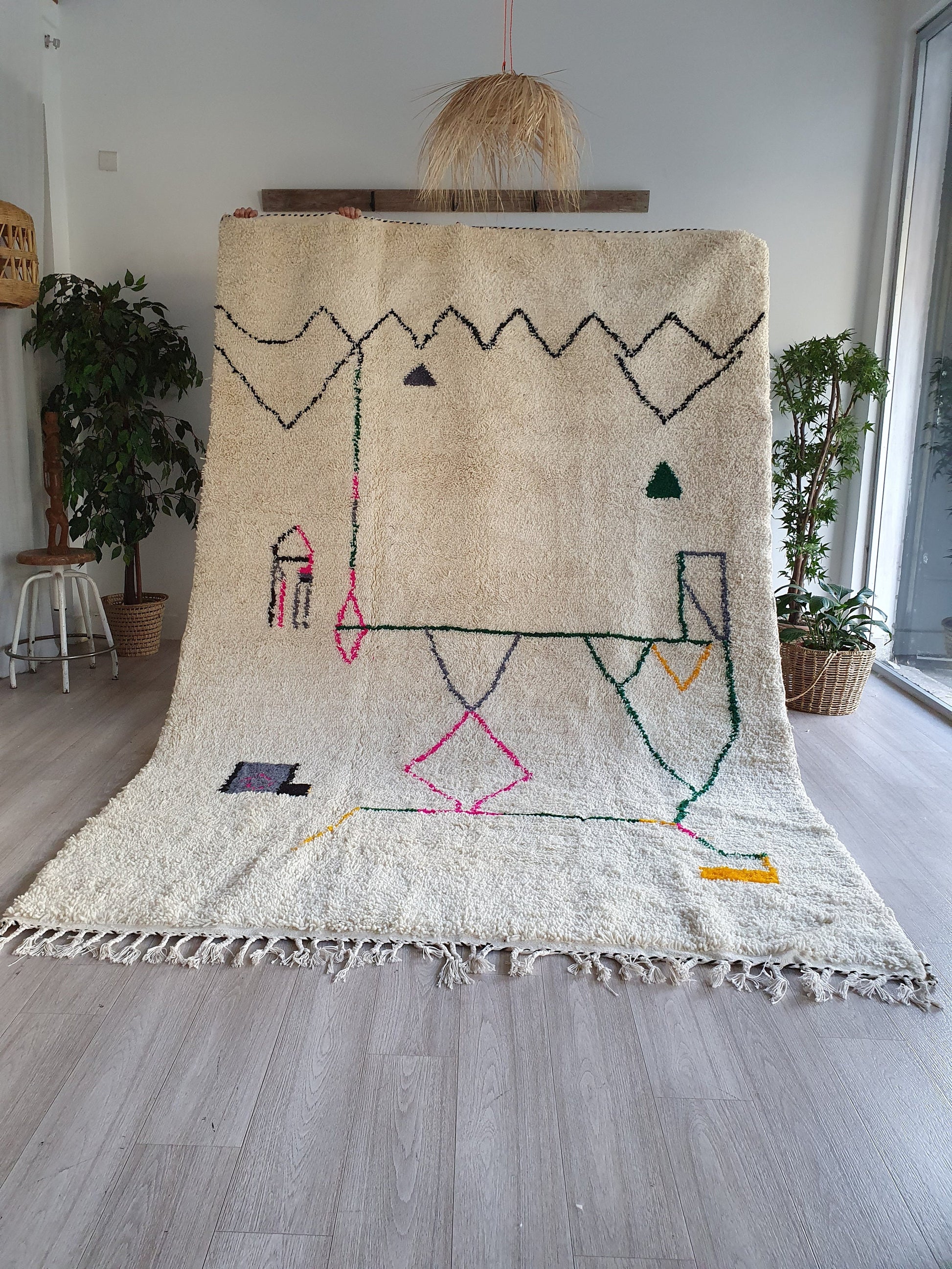 10.1Ft/ 6.8Ft Authentic Beni Ourain Rug Handmade High Quality Wool Rug Moroccan Rug Azilal Rug Colorful Berber Area Rug Large Moroccan Rug