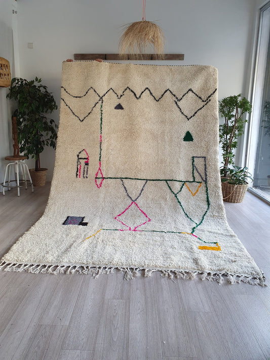 10.1Ft/ 6.8Ft Authentic Beni Ourain Rug Handmade High Quality Wool Rug Moroccan Rug Azilal Rug Colorful Berber Area Rug Large Moroccan Rug