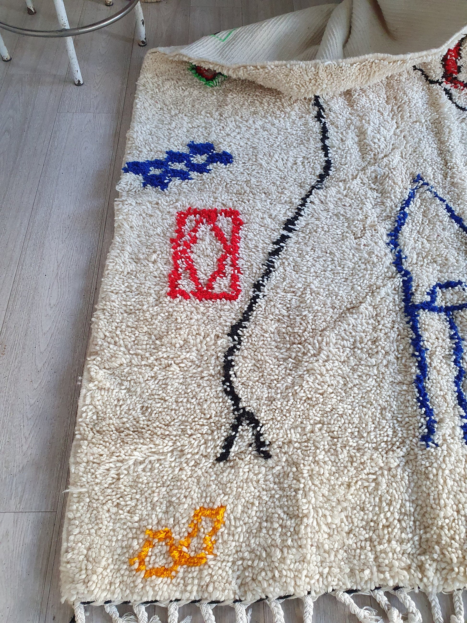 Moroccan Rug Handmade Wool Authentic Rug Berber Tapis Beni Ourain Rug Azilal Colorful Carpet Abstract