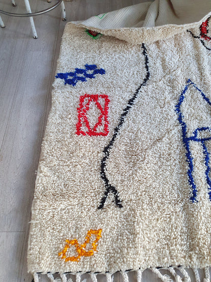 Moroccan Rug Handmade Wool Authentic Rug Berber Tapis Beni Ourain Rug Azilal Colorful Carpet Abstract