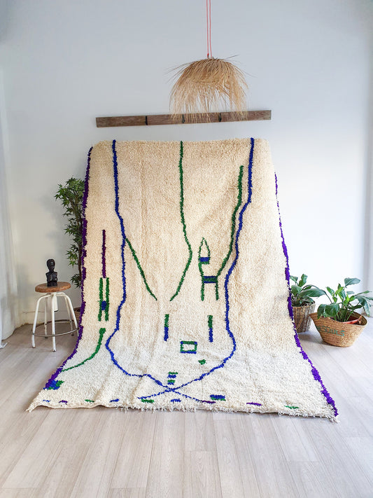 Colorful Handwoven Rug Moroccan Wool Rug Soft Thick Wool Rug Azilal Boujad Rug