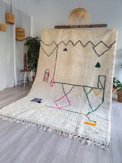 10.1Ft/ 6.8Ft Authentic Beni Ourain Rug Handmade High Quality Wool Rug Moroccan Rug Azilal Rug Colorful Berber Area Rug Large Moroccan Rug