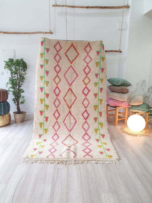 8.2Ft/ 4.4Ft Authentic Beni Ourain Rug, Handmade High Quality Rug, Wool Rug, Moroccan Rug, Azilal Rug, Berber Area Rug, Large Moroccan Rug