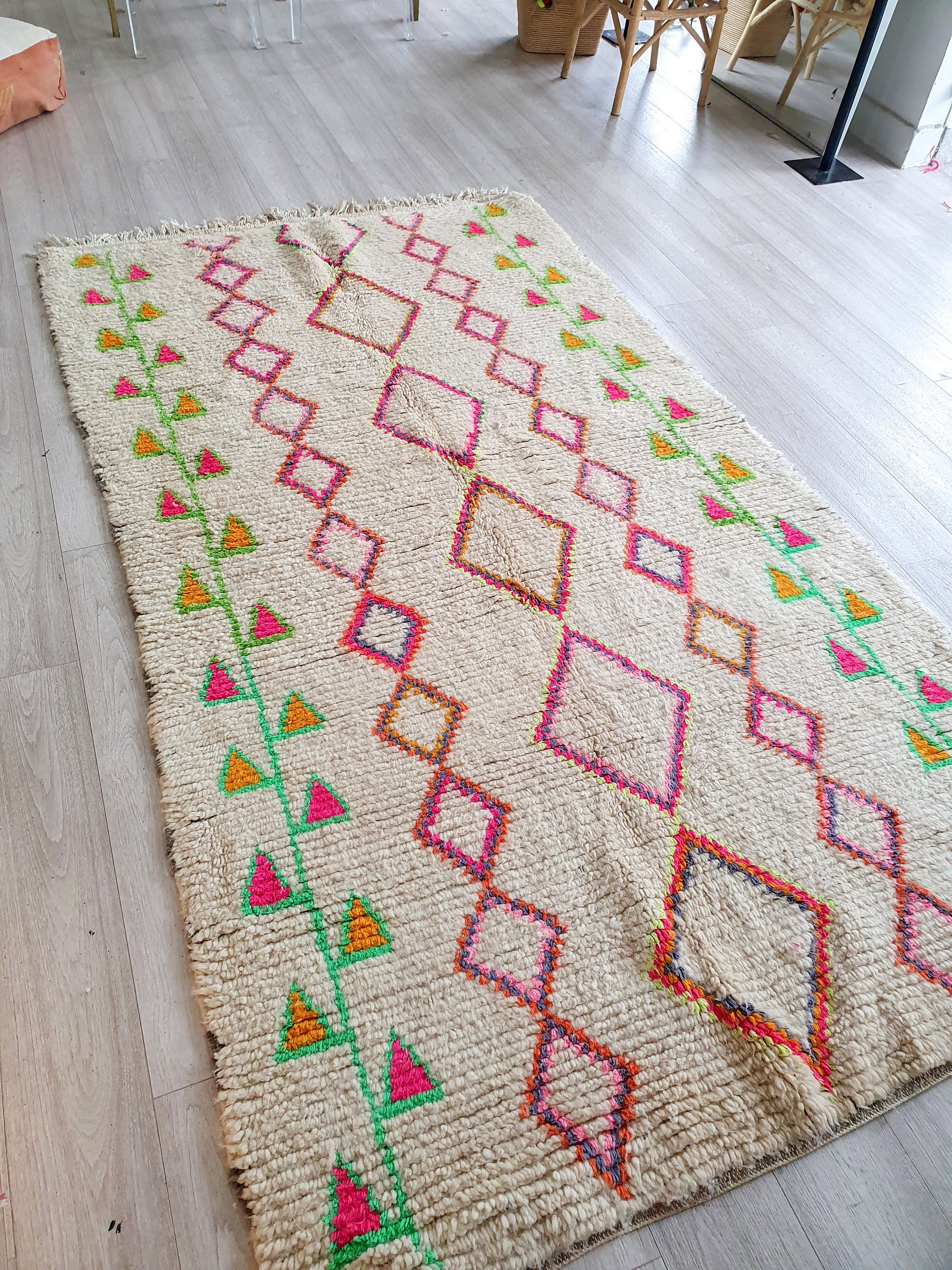 8.2Ft/ 4.4Ft Authentic Beni Ourain Rug, Handmade High Quality Rug, Wool Rug, Moroccan Rug, Azilal Rug, Berber Area Rug, Large Moroccan Rug