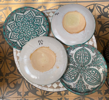 Set of 4 of Handmade Moroccan Ceramic Plates. Set of 4 Moroccan Ceramic Dinner Plates, Handmade.