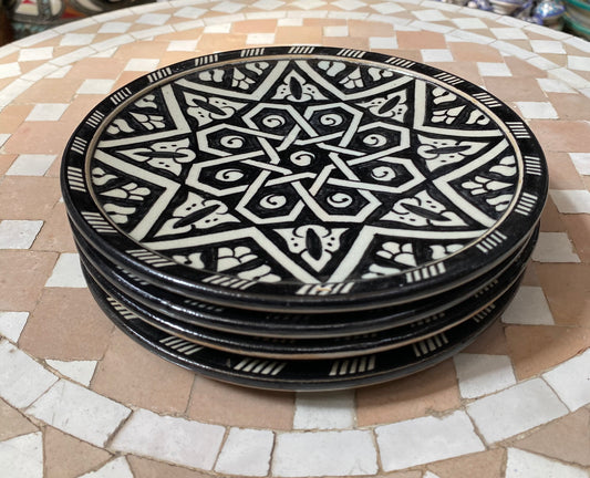 Set of 4 Moroccan Ceramic Dessert Plates Handmade.Set of 4 Moroccan Ceramic Dessert Dish Handmade