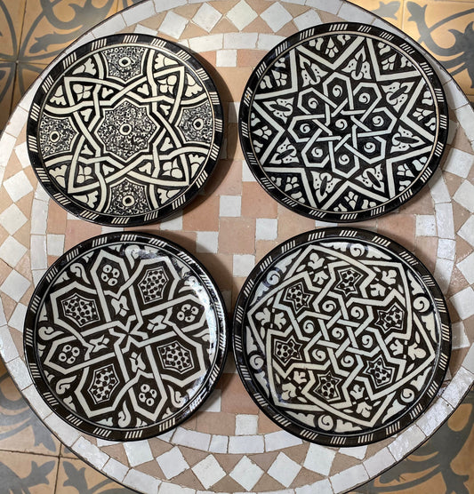 Set of 4 Moroccan Ceramic Dessert Plates Handmade.Set of 4 Moroccan Ceramic Dessert Dish Handmade