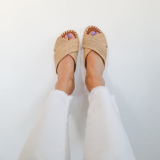 Ready to Ship Raffia Sandals, Handmade Shoes, Moroccan Shoes, Moroccan Babouch, Raffia Shoes