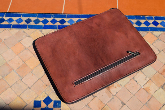 Moroccan Real Leather Handmade Laptop Cover 12 Inch Max, Brown Laptop Sleeve, Leather Laptop Case, Gift for Him or Her, Leather Tab Cover