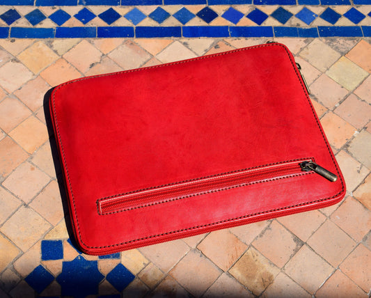 Moroccan Leather Handmade Laptop Cover 10 Inch Max, Red Laptop Sleeve, Leather Laptop Case, Gift for Him or Her, Red Real Leather Tab Cover