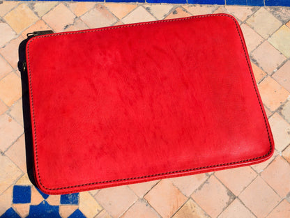 Moroccan Leather Handmade Laptop Cover 10 Inch Max, Red Laptop Sleeve, Leather Laptop Case, Gift for Him or Her, Red Real Leather Tab Cover