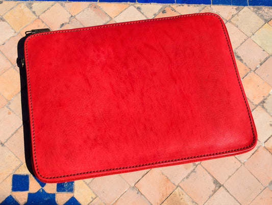 Moroccan Leather Handmade Laptop Cover 10 Inch Max, Red Laptop Sleeve, Leather Laptop Case, Gift for Him or Her, Red Real Leather Tab Cover