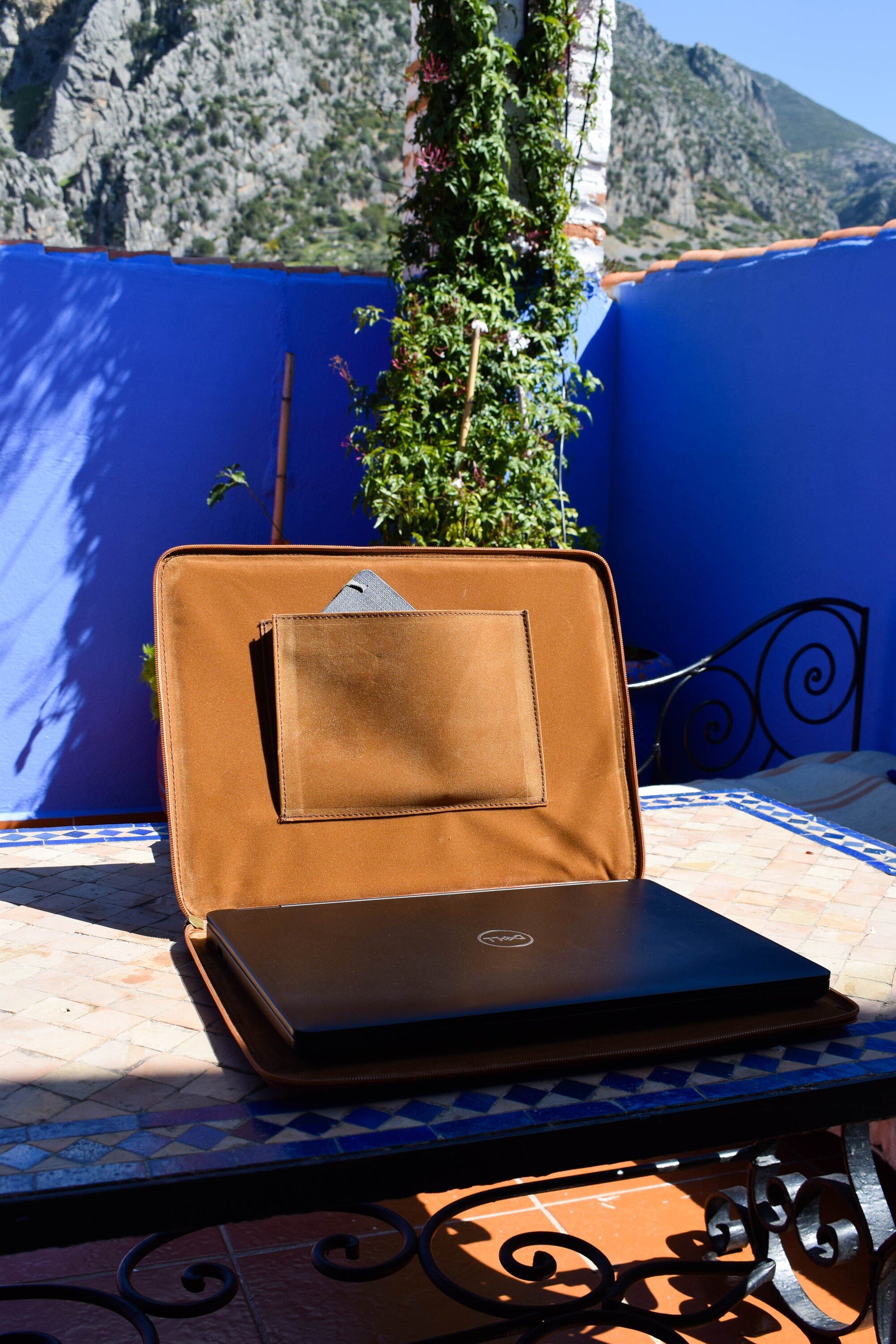 Moroccan Real Leather Handmade Laptop Cover 15 Inch, Moroccan Brown Laptop Sleeve, Leather Laptop Case, Gift for Him or Her, Leather Handbag