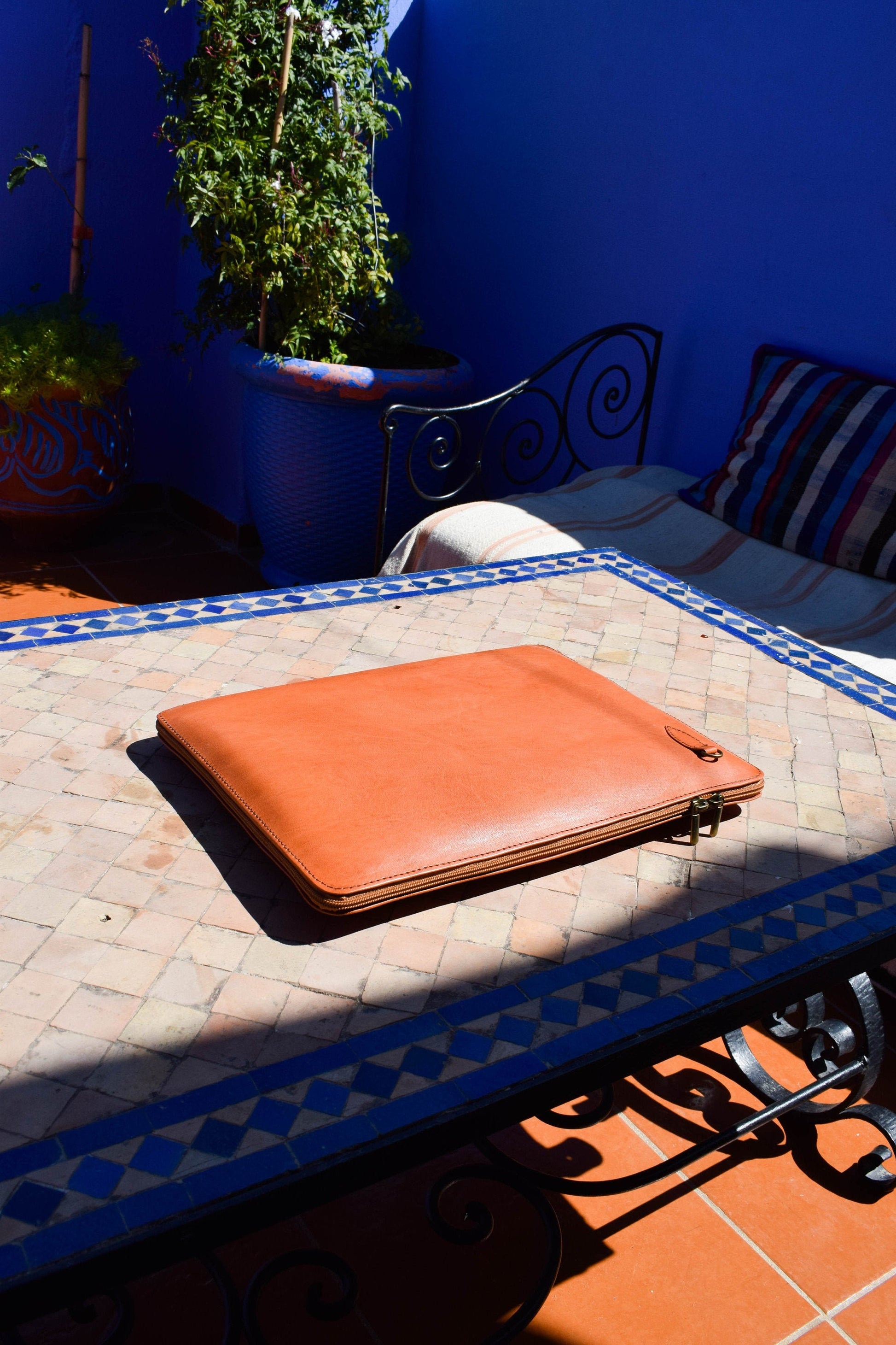 Moroccan Real Leather Handmade Laptop Cover 15 Inch, Moroccan Brown Laptop Sleeve, Leather Laptop Case, Gift for Him or Her, Leather Handbag