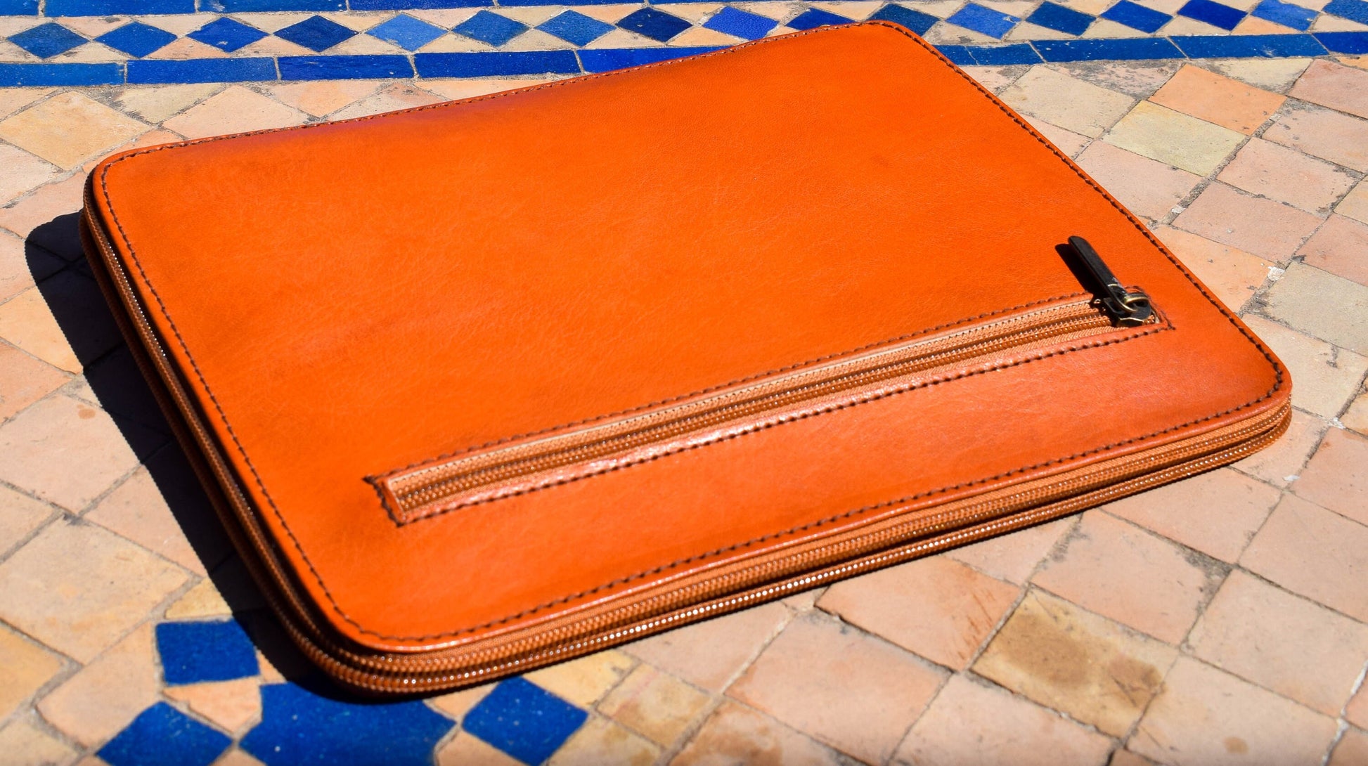 Moroccan Real Leather Handmade Laptop Cover 10 Inch Max, Brown Laptop Sleeve, Leather Laptop Case, Gift for Him or Her, Leather Tab Cover