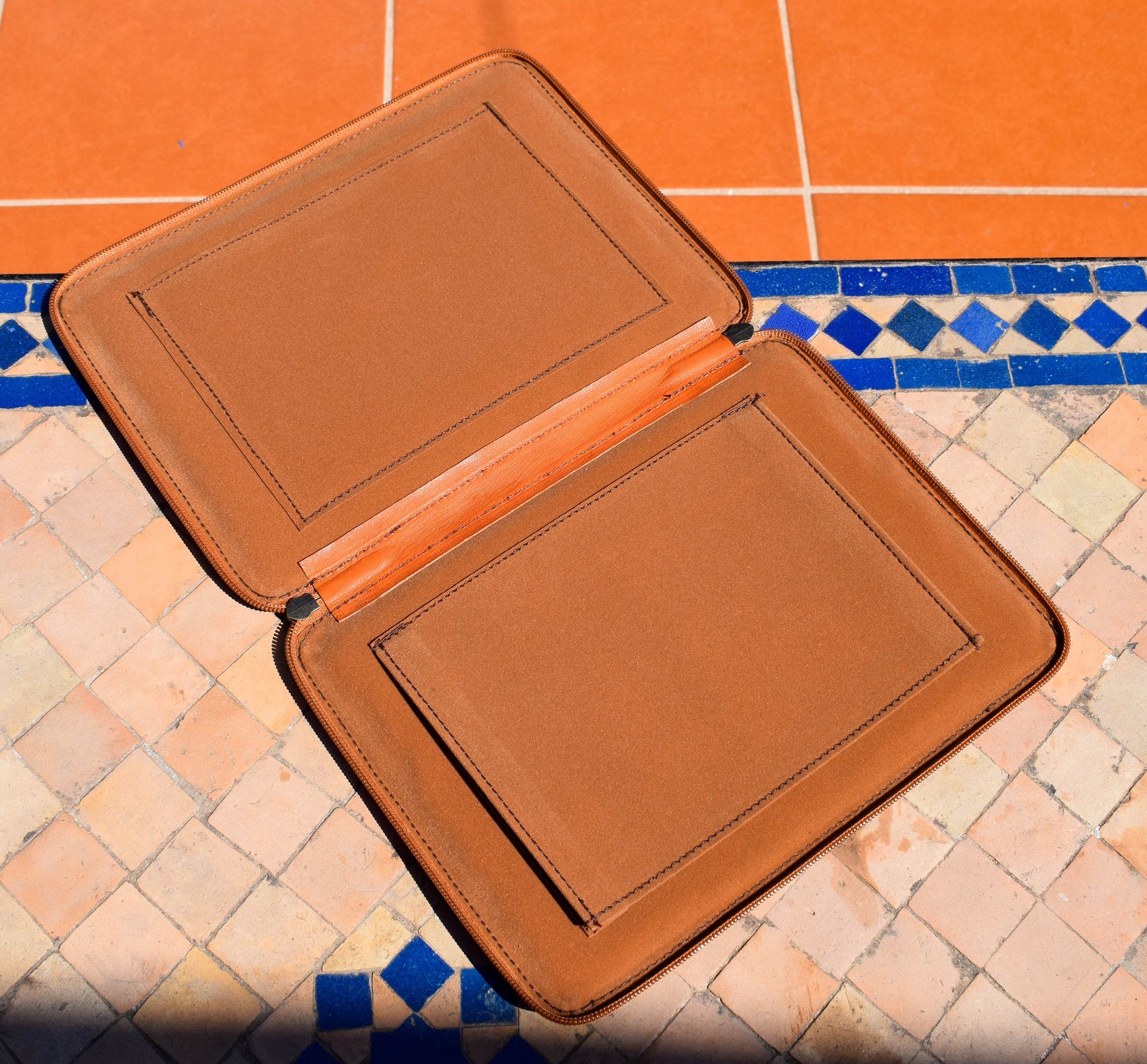 Moroccan Real Leather Handmade Laptop Cover 10 Inch Max, Brown Laptop Sleeve, Leather Laptop Case, Gift for Him or Her, Leather Tab Cover