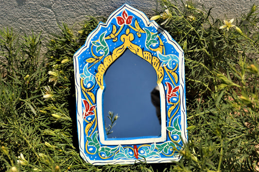 Wall Decor Mirror Wall Mirror Colorful Wood Decorative Small Mirror Boho Mirror Decorative Mirror Hand Painted Mirror