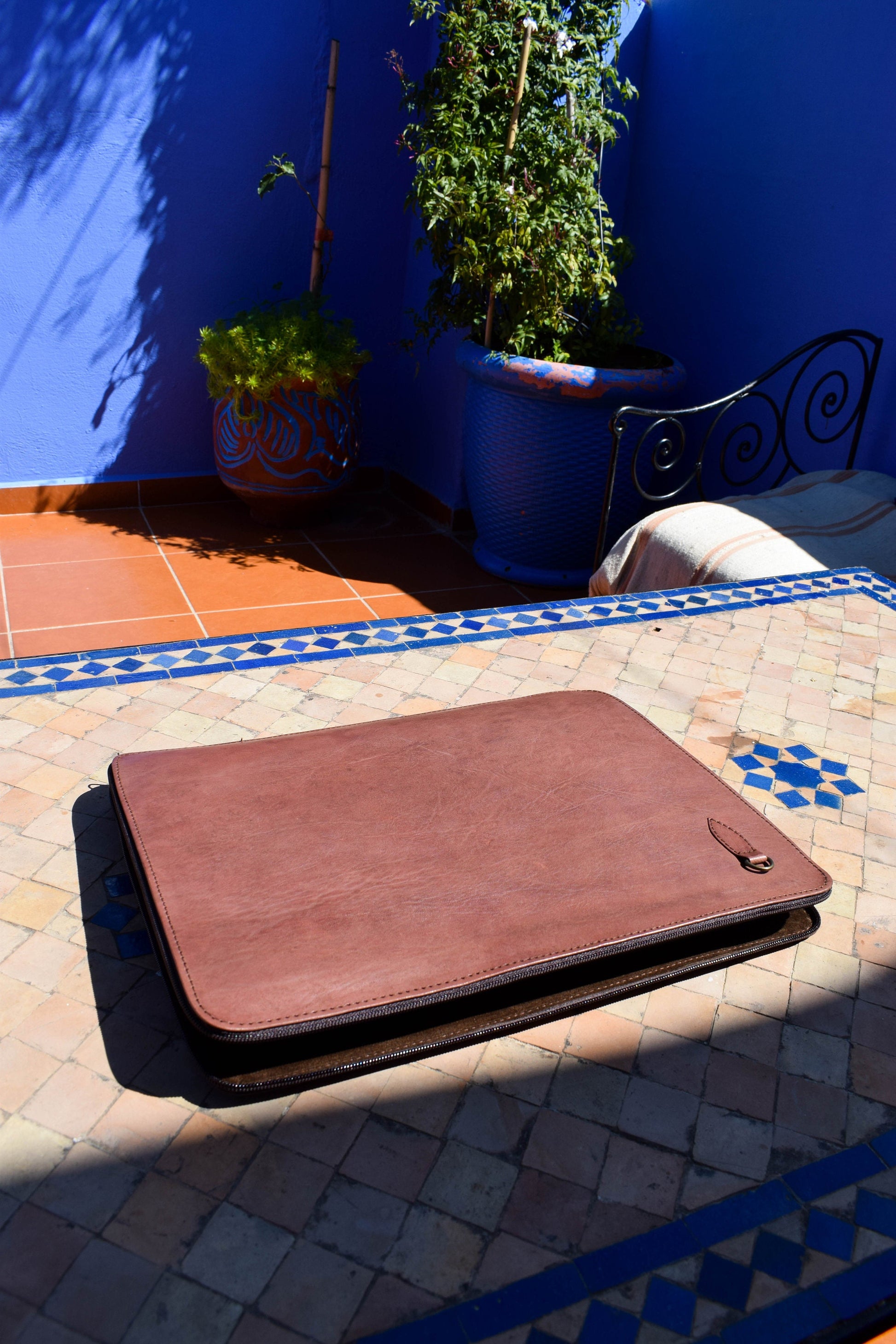 Moroccan Real Leather Handmade Laptop Cover 15 Inch Max, Brown Laptop Sleeve, Leather Laptop Case, Gift for Him or Her, Leather Handbag