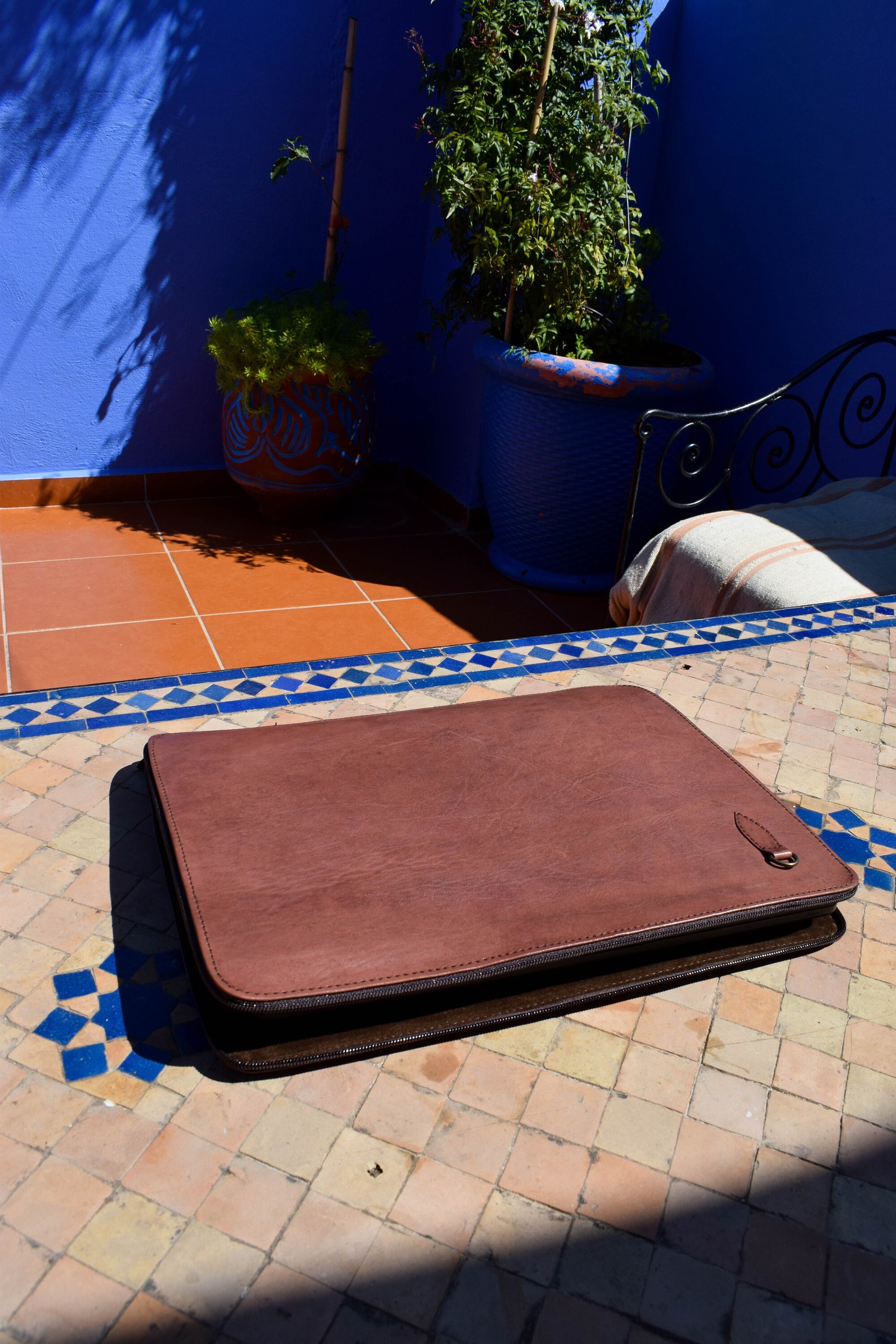 Moroccan Real Leather Handmade Laptop Cover 15 Inch Max, Brown Laptop Sleeve, Leather Laptop Case, Gift for Him or Her, Leather Handbag