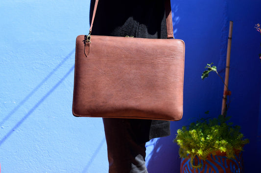 Moroccan Real Leather Handmade Laptop Cover 15 Inch Max, Brown Laptop Sleeve, Leather Laptop Case, Gift for Him or Her, Leather Handbag