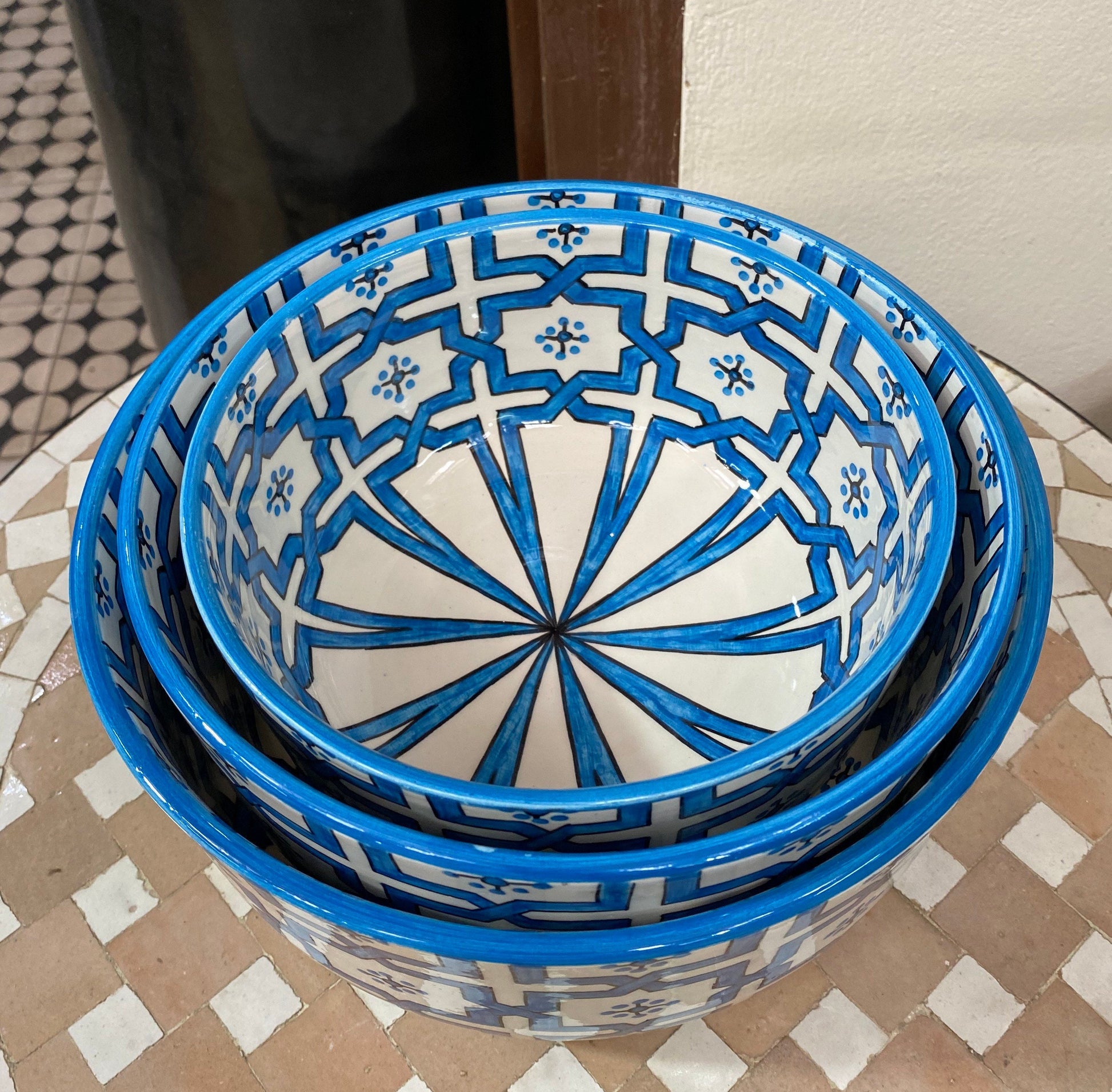 Fes Ceramic Salad Bowl, Handmade and Hand-Painted/ Salad Bowl.
