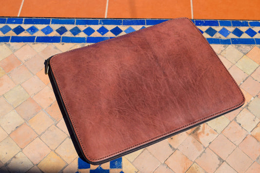 Moroccan Real Leather Handmade Laptop Cover 12 Inch Max, Brown Laptop Sleeve, Leather Laptop Case, Gift for Him or Her, Leather Tab Cover