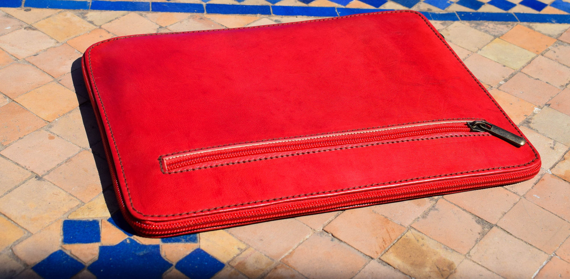 Moroccan Leather Handmade Laptop Cover 10 Inch Max, Red Laptop Sleeve, Leather Laptop Case, Gift for Him or Her, Red Real Leather Tab Cover